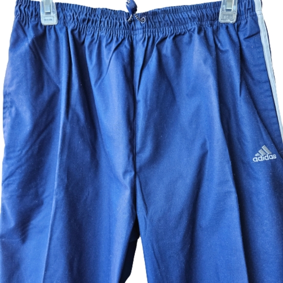 Adidas vintage blue trackpants high waist tapered leg elastic waist unisex sz M - Picture 7 of 17